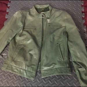 Danier sage green leather moto jacket